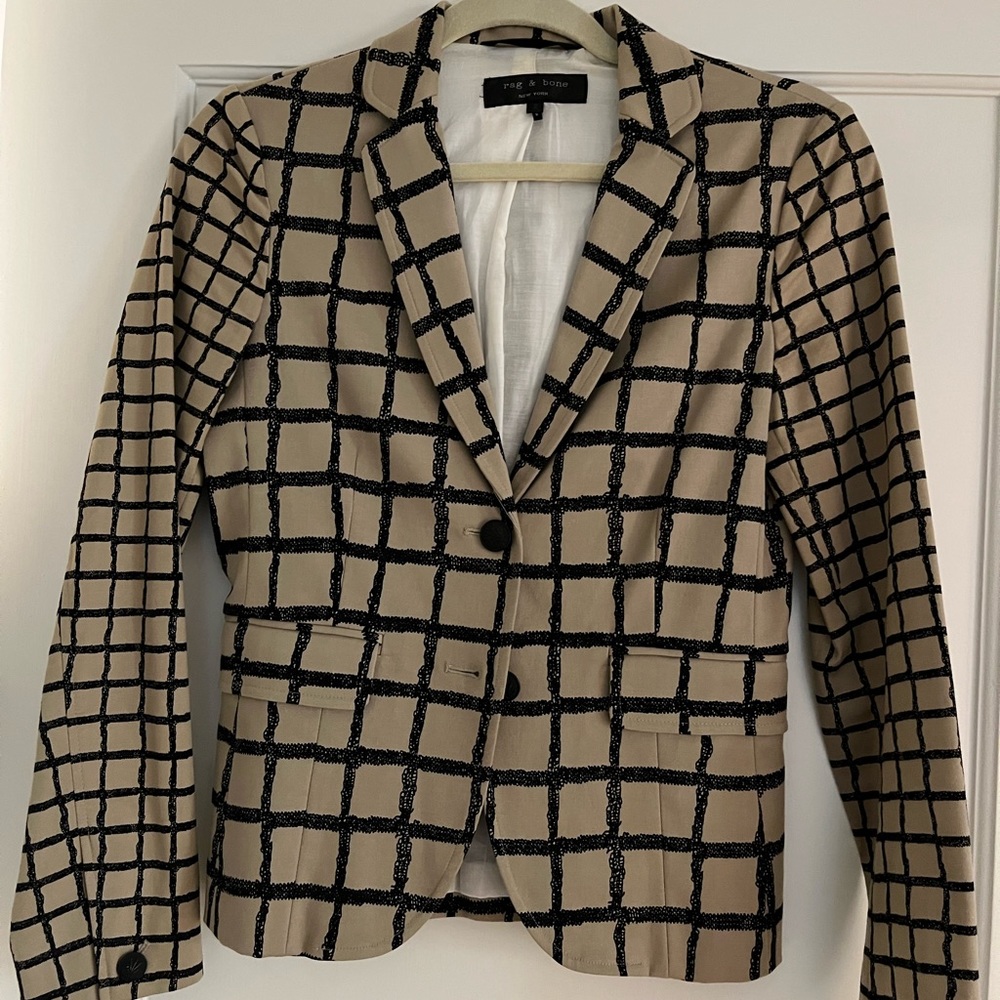 Rag & bone tan and black checked blazer